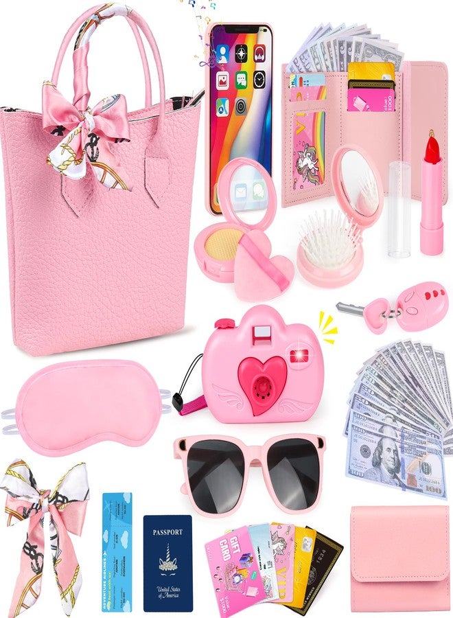 HUUIDY Play Purse for Little Girls, Toddler Travel Purse with Accessories, Pretend Play Toys Including Handbag, Camera, Phone, Wallet, Fake Makeup, Birthday Christmas Gifts for Girls Ages 3+ - Image 1